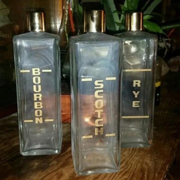 Vintage Dining Liquor Bottle Set With Gold Lettering Poshmark